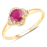Bids.com 0.59 Carat Genuine Ruby and White Diamond 14K Yellow Gold Ring Rings White Smoke size 5.00,size 6.00,size 7.00,size 8.00,size 9.00