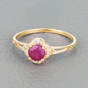 Bids.com 0.59 Carat Genuine Ruby and White Diamond 14K Yellow Gold Ring Rings Dark Gray size 5.00,size 6.00,size 7.00,size 8.00,size 9.00