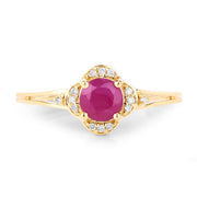 Bids.com 0.59 Carat Genuine Ruby and White Diamond 14K Yellow Gold Ring Rings White Smoke size 5.00,size 6.00,size 7.00,size 8.00,size 9.00