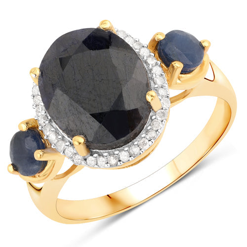 Bids.com "5.13 Carat Dyed Sapphire, Blue Sapphire and White Diamond .925 Sterling Silver Ring Rings White Smoke size 6.00,size 7.00,size 8.00,size 5.00,size 9.00,size 10.00
