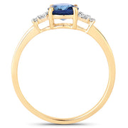 Bids.com 1.08 Carat Genuine Blue Sapphire and White Diamond 14K Yellow Gold Ring Rings White Smoke size 6.00,size 7.00,size 8.00