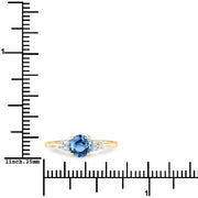 Bids.com 1.08 Carat Genuine Blue Sapphire and White Diamond 14K Yellow Gold Ring Rings White Smoke size 6.00,size 7.00,size 8.00