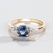 Bids.com 1.08 Carat Genuine Blue Sapphire and White Diamond 14K Yellow Gold Ring Rings Lavender size 6.00,size 7.00,size 8.00