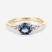 Bids.com 1.08 Carat Genuine Blue Sapphire and White Diamond 14K Yellow Gold Ring Rings White Smoke size 6.00,size 7.00,size 8.00