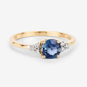 Bids.com 1.08 Carat Genuine Blue Sapphire and White Diamond 14K Yellow Gold Ring Rings White Smoke size 6.00,size 7.00,size 8.00