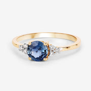 Bids.com 1.08 Carat Genuine Blue Sapphire and White Diamond 14K Yellow Gold Ring Rings White Smoke size 6.00,size 7.00,size 8.00