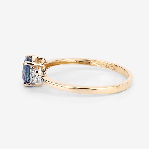 Bids.com 1.08 Carat Genuine Blue Sapphire and White Diamond 14K Yellow Gold Ring Rings Lavender size 6.00,size 7.00,size 8.00