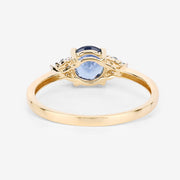 Bids.com 1.08 Carat Genuine Blue Sapphire and White Diamond 14K Yellow Gold Ring Rings White Smoke size 6.00,size 7.00,size 8.00