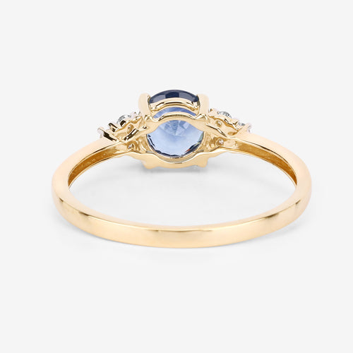 Bids.com 1.08 Carat Genuine Blue Sapphire and White Diamond 14K Yellow Gold Ring Rings White Smoke size 6.00,size 7.00,size 8.00