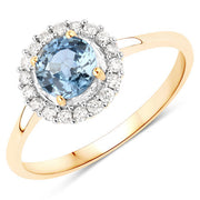 Bids.com 1.03 Carat Genuine Blue Sapphire and White Diamond 14K Yellow Gold Ring Rings White Smoke size 6.00,size 7.00,size 8.00,size 5.00,size 9.00