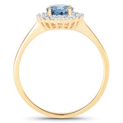 Bids.com 1.03 Carat Genuine Blue Sapphire and White Diamond 14K Yellow Gold Ring Rings White Smoke size 6.00,size 7.00,size 8.00,size 5.00,size 9.00