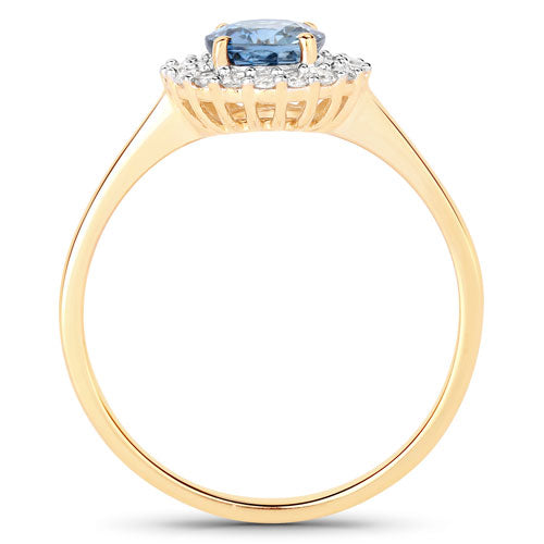 Bids.com 1.03 Carat Genuine Blue Sapphire and White Diamond 14K Yellow Gold Ring Rings White Smoke size 6.00,size 7.00,size 8.00,size 5.00,size 9.00