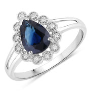 Bids.com 1.46 Carat Genuine Blue Sapphire and White Diamond 10K White Gold Ring Rings White Smoke size 5.00,size 6.00,size 7.00,size 8.00,size 9.00