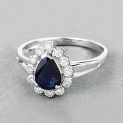 Bids.com 1.46 Carat Genuine Blue Sapphire and White Diamond 10K White Gold Ring Rings Gray size 5.00,size 6.00,size 7.00,size 8.00,size 9.00