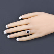 Bids.com 1.46 Carat Genuine Blue Sapphire and White Diamond 10K White Gold Ring Rings Wheat size 5.00,size 6.00,size 7.00,size 8.00,size 9.00
