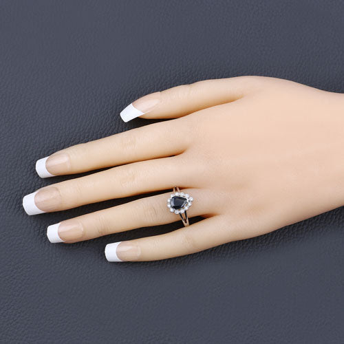 Bids.com 1.46 Carat Genuine Blue Sapphire and White Diamond 10K White Gold Ring Rings Wheat size 5.00,size 6.00,size 7.00,size 8.00,size 9.00