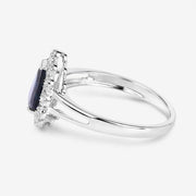 Bids.com 1.46 Carat Genuine Blue Sapphire and White Diamond 10K White Gold Ring Rings White Smoke size 5.00,size 6.00,size 7.00,size 8.00,size 9.00