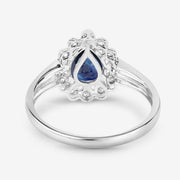 Bids.com 1.46 Carat Genuine Blue Sapphire and White Diamond 10K White Gold Ring Rings White Smoke size 5.00,size 6.00,size 7.00,size 8.00,size 9.00