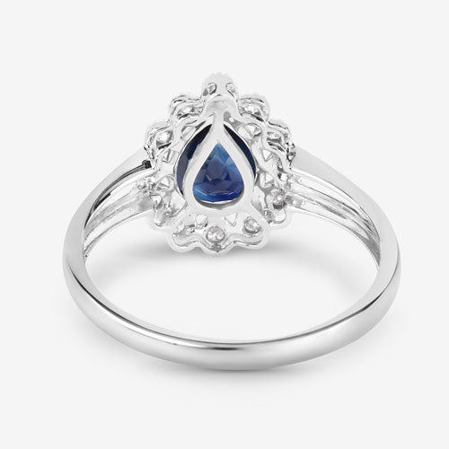 Bids.com 1.46 Carat Genuine Blue Sapphire and White Diamond 10K White Gold Ring Rings White Smoke size 5.00,size 6.00,size 7.00,size 8.00,size 9.00