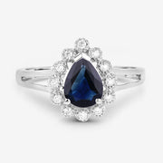 Bids.com 1.46 Carat Genuine Blue Sapphire and White Diamond 10K White Gold Ring Rings White Smoke size 5.00,size 6.00,size 7.00,size 8.00,size 9.00