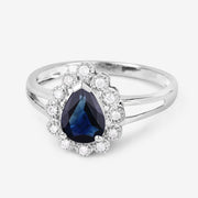 Bids.com 1.46 Carat Genuine Blue Sapphire and White Diamond 10K White Gold Ring Rings White Smoke size 5.00,size 6.00,size 7.00,size 8.00,size 9.00