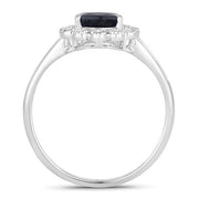 Bids.com 1.46 Carat Genuine Blue Sapphire and White Diamond 10K White Gold Ring Rings White Smoke size 5.00,size 6.00,size 7.00,size 8.00,size 9.00