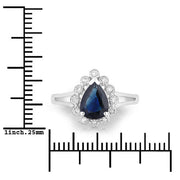 Bids.com 1.46 Carat Genuine Blue Sapphire and White Diamond 10K White Gold Ring Rings White Smoke size 5.00,size 6.00,size 7.00,size 8.00,size 9.00
