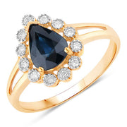 Bids.com 1.46 Carat Genuine Blue Sapphire and White Diamond 10K Yellow Gold Ring Rings White Smoke size 5.00,size 6.00,size 7.00,size 8.00,size 9.00