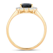 Bids.com 1.46 Carat Genuine Blue Sapphire and White Diamond 10K Yellow Gold Ring Rings White Smoke size 5.00,size 6.00,size 7.00,size 8.00,size 9.00