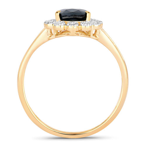 Bids.com 1.46 Carat Genuine Blue Sapphire and White Diamond 10K Yellow Gold Ring Rings White Smoke size 5.00,size 6.00,size 7.00,size 8.00,size 9.00