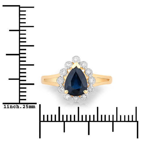 Bids.com 1.46 Carat Genuine Blue Sapphire and White Diamond 10K Yellow Gold Ring Rings White Smoke size 5.00,size 6.00,size 7.00,size 8.00,size 9.00