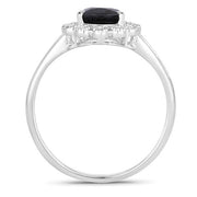 Bids.com 1.46 Carat Genuine Blue Sapphire and White Diamond 14K White Gold Ring Rings White Smoke size 6.00,size 7.00,size 8.00