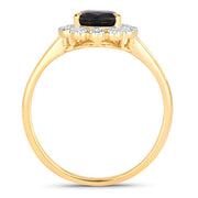 Bids.com 1.46 Carat Genuine Blue Sapphire and White Diamond 14K Yellow Gold Ring Rings White Smoke size 6.00,size 7.00,size 8.00