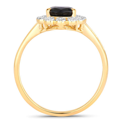 Bids.com 1.46 Carat Genuine Blue Sapphire and White Diamond 14K Yellow Gold Ring Rings White Smoke size 6.00,size 7.00,size 8.00