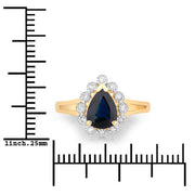 Bids.com 1.46 Carat Genuine Blue Sapphire and White Diamond 14K Yellow Gold Ring Rings White Smoke size 6.00,size 7.00,size 8.00