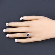 Bids.com 1.46 Carat Genuine Blue Sapphire and White Diamond 14K White Gold Ring Rings Peach Puff size 6.00,size 7.00,size 8.00