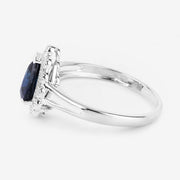 Bids.com 1.46 Carat Genuine Blue Sapphire and White Diamond 14K White Gold Ring Rings White Smoke size 6.00,size 7.00,size 8.00