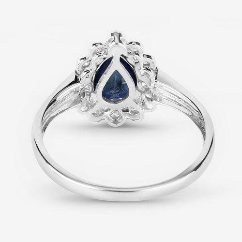Bids.com 1.46 Carat Genuine Blue Sapphire and White Diamond 14K White Gold Ring Rings White Smoke size 6.00,size 7.00,size 8.00