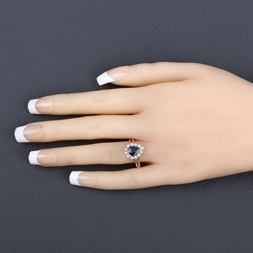 Bids.com 1.46 Carat Genuine Blue Sapphire and White Diamond 10K Yellow Gold Ring Rings Wheat size 5.00,size 6.00,size 7.00,size 8.00,size 9.00