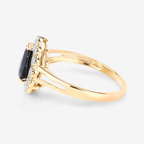Bids.com 1.46 Carat Genuine Blue Sapphire and White Diamond 10K Yellow Gold Ring Rings White Smoke size 5.00,size 6.00,size 7.00,size 8.00,size 9.00