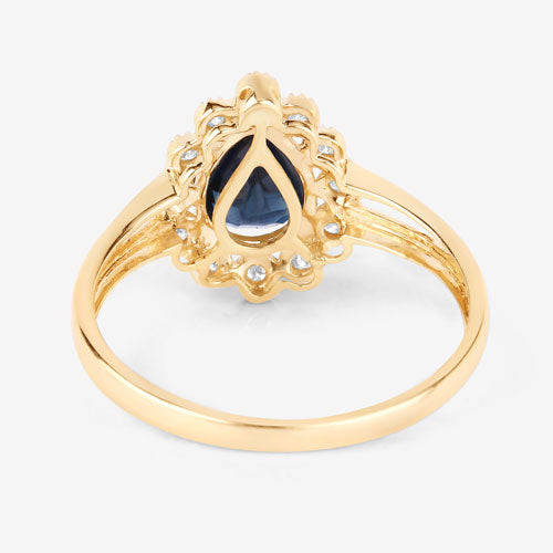 Bids.com 1.46 Carat Genuine Blue Sapphire and White Diamond 10K Yellow Gold Ring Rings White Smoke size 5.00,size 6.00,size 7.00,size 8.00,size 9.00