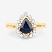 Bids.com 1.46 Carat Genuine Blue Sapphire and White Diamond 10K Yellow Gold Ring Rings White Smoke size 5.00,size 6.00,size 7.00,size 8.00,size 9.00