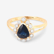 Bids.com 1.46 Carat Genuine Blue Sapphire and White Diamond 10K Yellow Gold Ring Rings White Smoke size 5.00,size 6.00,size 7.00,size 8.00,size 9.00
