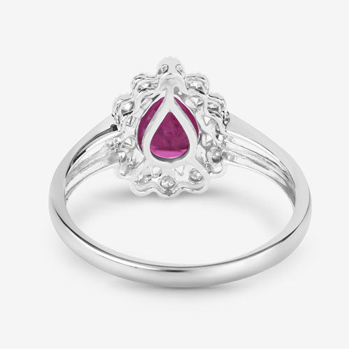 Bids.com 1.31 Carat Genuine Ruby and White Diamond 10K White Gold Ring Rings White Smoke size 5.00,size 6.00,size 7.00,size 8.00,size 9.00