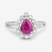 Bids.com 1.31 Carat Genuine Ruby and White Diamond 10K White Gold Ring Rings White Smoke size 5.00,size 6.00,size 7.00,size 8.00,size 9.00