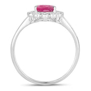 Bids.com 1.31 Carat Genuine Ruby and White Diamond 10K White Gold Ring Rings White Smoke size 5.00,size 6.00,size 7.00,size 8.00,size 9.00