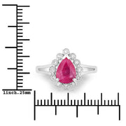 Bids.com 1.31 Carat Genuine Ruby and White Diamond 10K White Gold Ring Rings White Smoke size 5.00,size 6.00,size 7.00,size 8.00,size 9.00