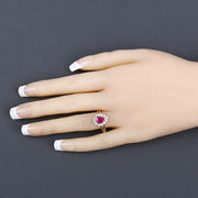 Bids.com 1.31 Carat Genuine Ruby and White Diamond 10K Yellow Gold Ring Rings Wheat size 5.00,size 6.00,size 7.00,size 8.00,size 9.00