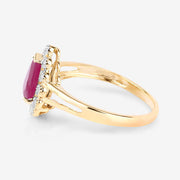 Bids.com 1.31 Carat Genuine Ruby and White Diamond 10K Yellow Gold Ring Rings White Smoke size 5.00,size 6.00,size 7.00,size 8.00,size 9.00