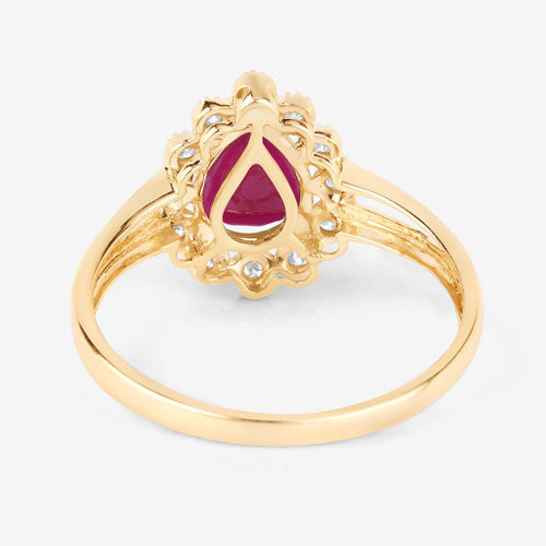Bids.com 1.31 Carat Genuine Ruby and White Diamond 10K Yellow Gold Ring Rings White Smoke size 5.00,size 6.00,size 7.00,size 8.00,size 9.00